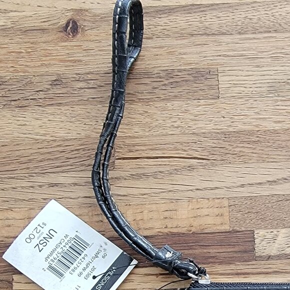 Wilson's Leather Black Woven Style Wristlet/Coin Wallet Cashwrap - Picture 7 of 8